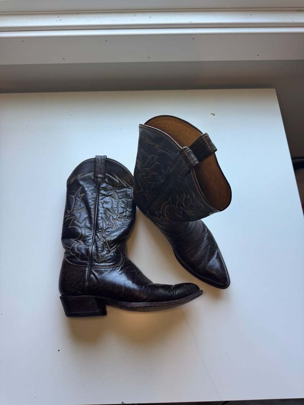 Tony Lama Western Boots Size 8.5 B Brown Caribou Leather Style 6283